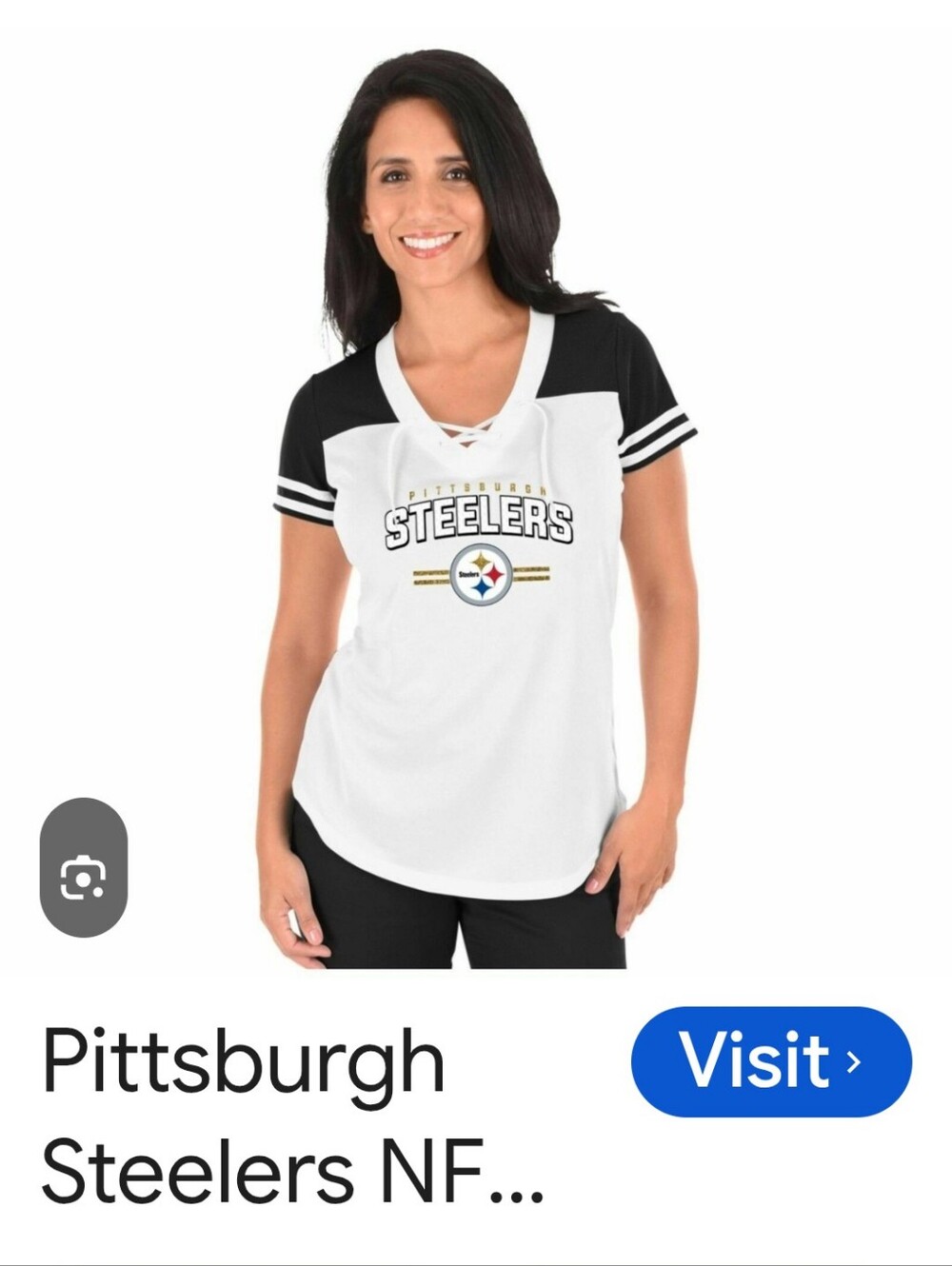 Fanatics White Black & Gold Pittsburgh Steelers Short Sleeve Jersey Women's  NWT